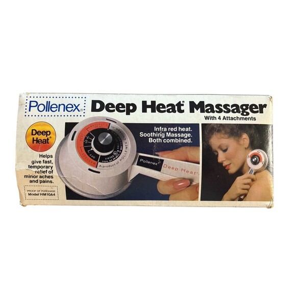 Vintage Pollenex Deep Heat Vibrating Massager Model HM-10A4 2 Attachments Tested - Picture 1 of 14